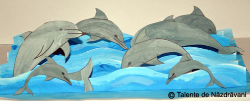 Colaj 3D, delfini la joaca