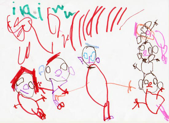 Iris, familia mea, desen in carioca
