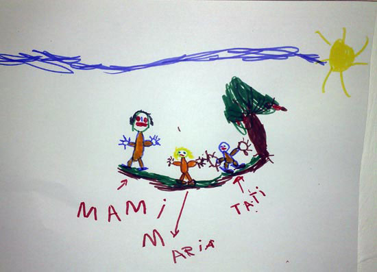 Maria, familia mea, desen in carioca