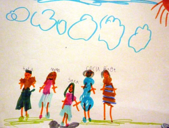 Sara, Familia mea, desen in carioca