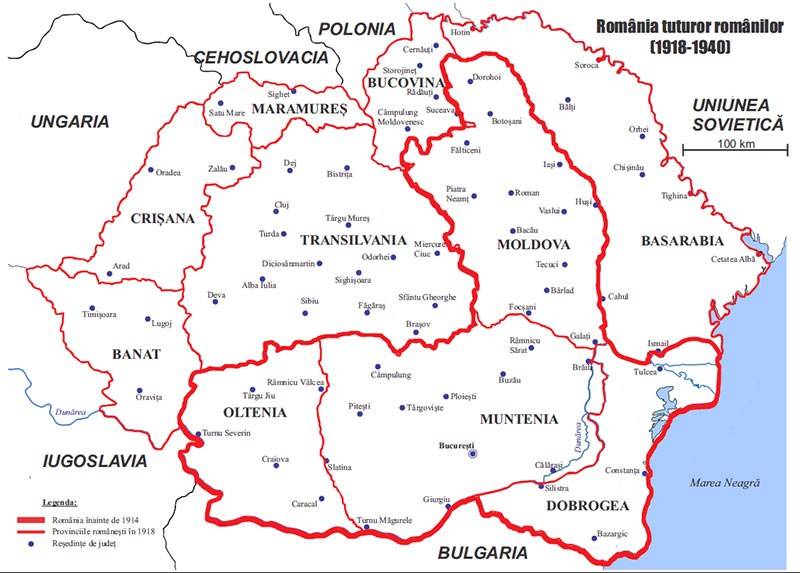 România Mare harta de colorat